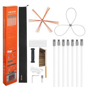 Chimney Sweep Kit, 23 ft Maximum Extendable Length Chimney Brush, Chimney Cleaner Sweeper with Dual Brush Heads, Brush & Goggles
