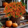 Artificial autumn flowers, outdoor fake chrysanthemums, fake plants, UV resistant and colorfast, simulated plastic greenery for gardens, porches
