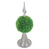 7x7x17" Faux Boxwood Topiary Sphere on Metal Spire