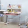 Children's Study Desk, Height Adjustable Writing Table with Tilt Desktop, Drawer & Storage, for School & Homework, Pink