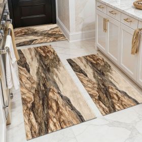 Three-piece kitchen rug set, non-slip and washable, abstract pattern kitchen hallway rug, soft and comfortable, suitable for sinks, floors, entrances (Main Material: Polyester, Main Color: White)