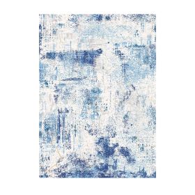 Area Rug, 5 x 7 ft Large Washable Rug, Non-Slip and Tear-Resistant Soft Carpet, Pet & Child Friendly Modern Area Rugs, Indoor Mat for Bedroom, Office (Color: Blue, size: 5 x 7 ft)